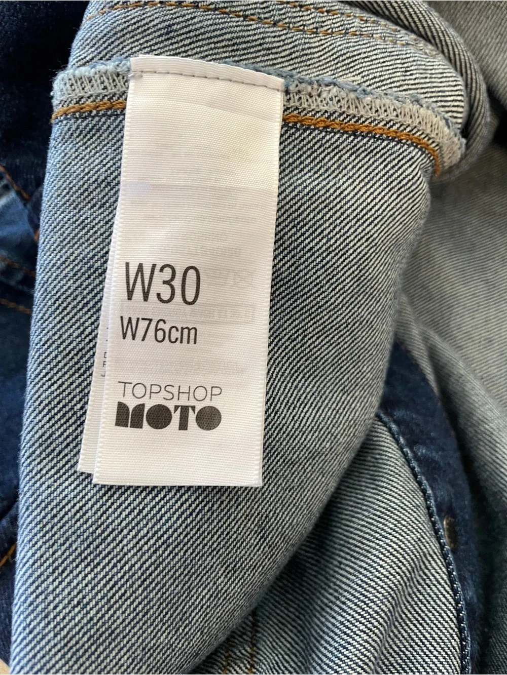 Topshop Moto Dark Blue Denim Button-Front Mini Skirt Lg Pocket Front 30